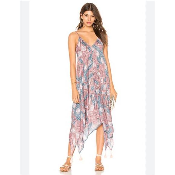 Seafolly Small Bohemian Print Dress Heather Rose Floral Tassel Handkerchief - Picture 1 of 8